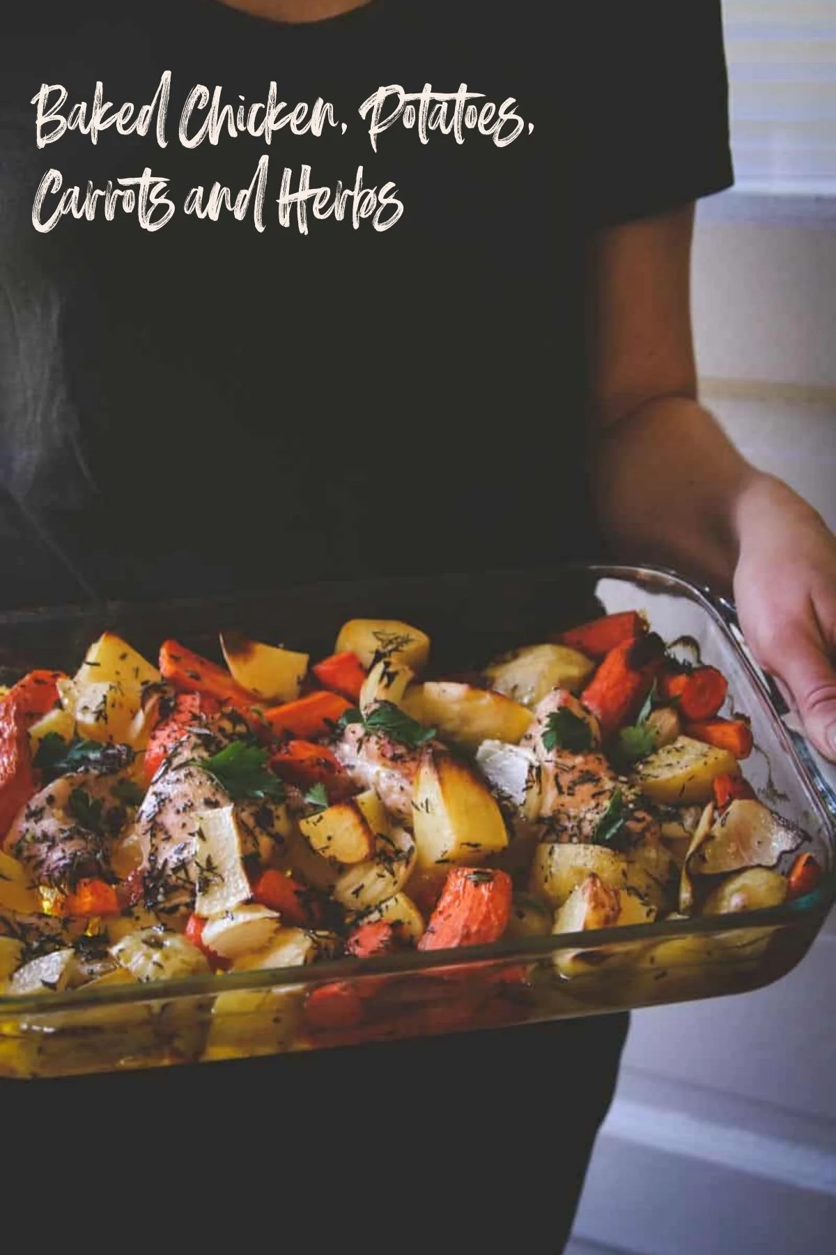 Baked Chicken with Potatoes, Carrots, Herbs