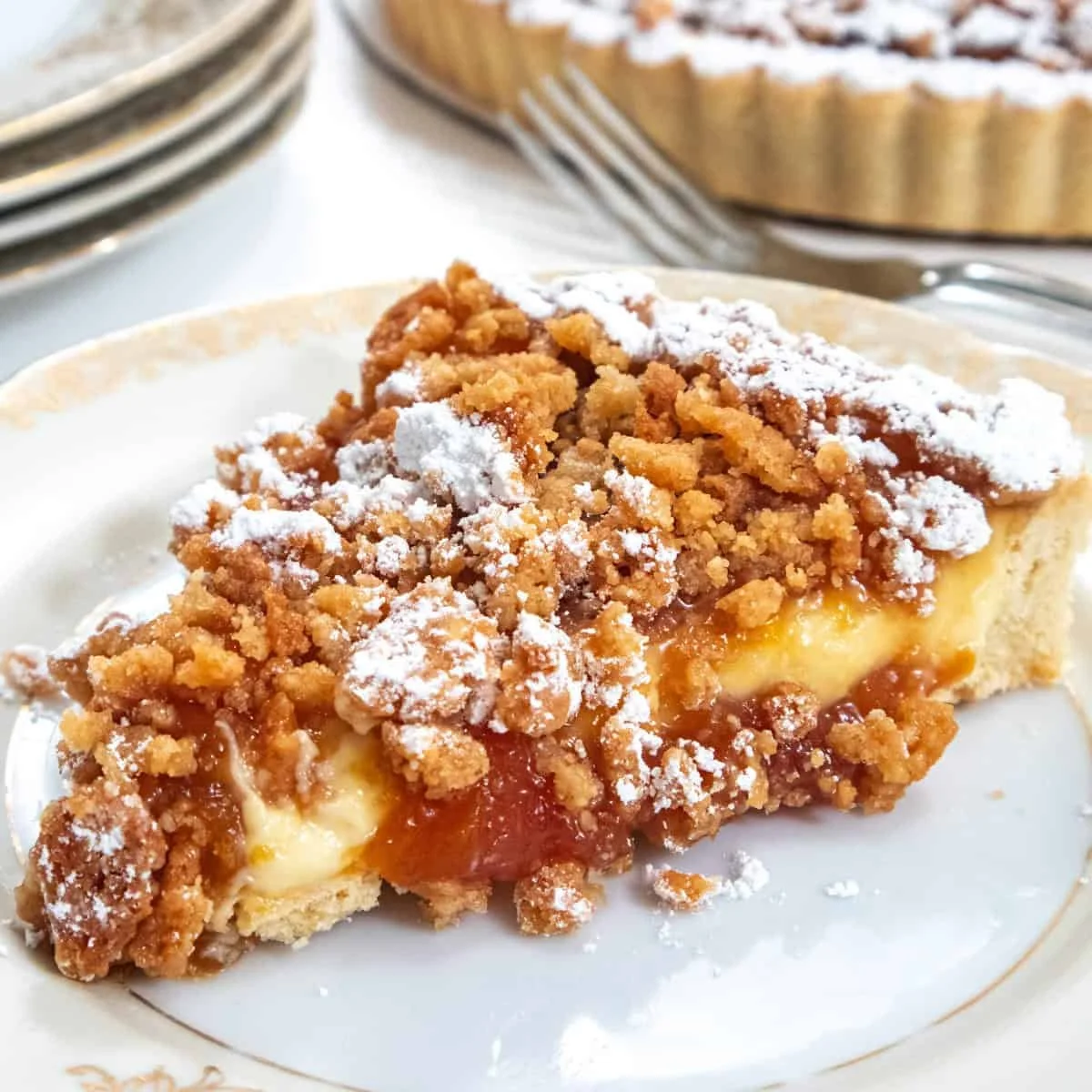 Caramelized Peach Tart with Crumble