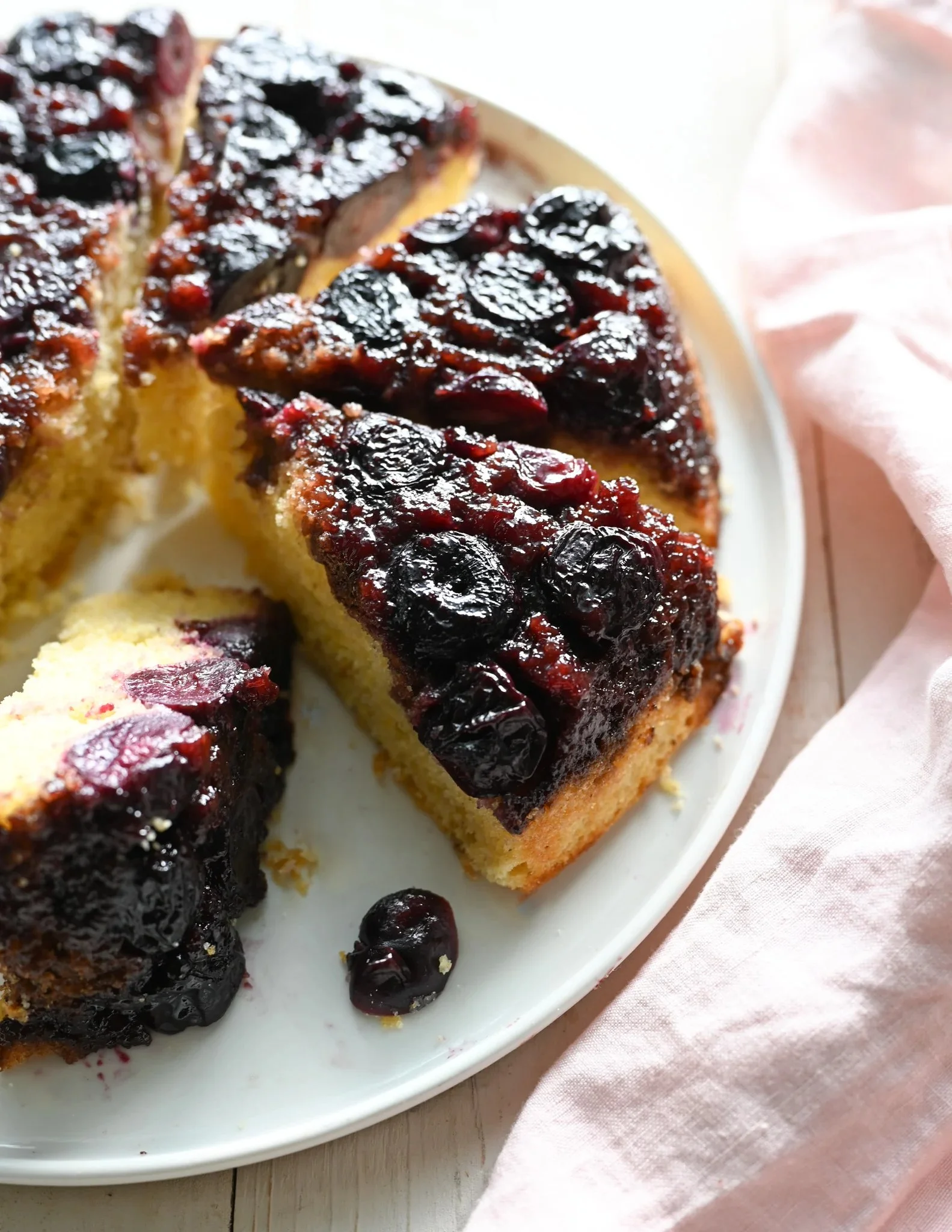 Cherry Cornmeal Upside Down Cake