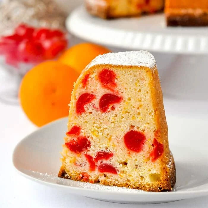 Cream Cheese Pound Cake with Cherries