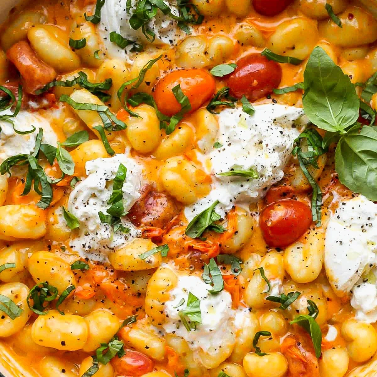 Creamy Tomato Gnocchi with Burrata