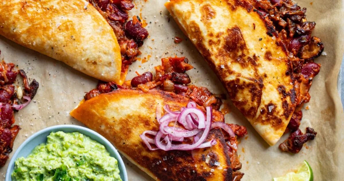 Crispy Mushroom Tacos with Pea Guacamole
