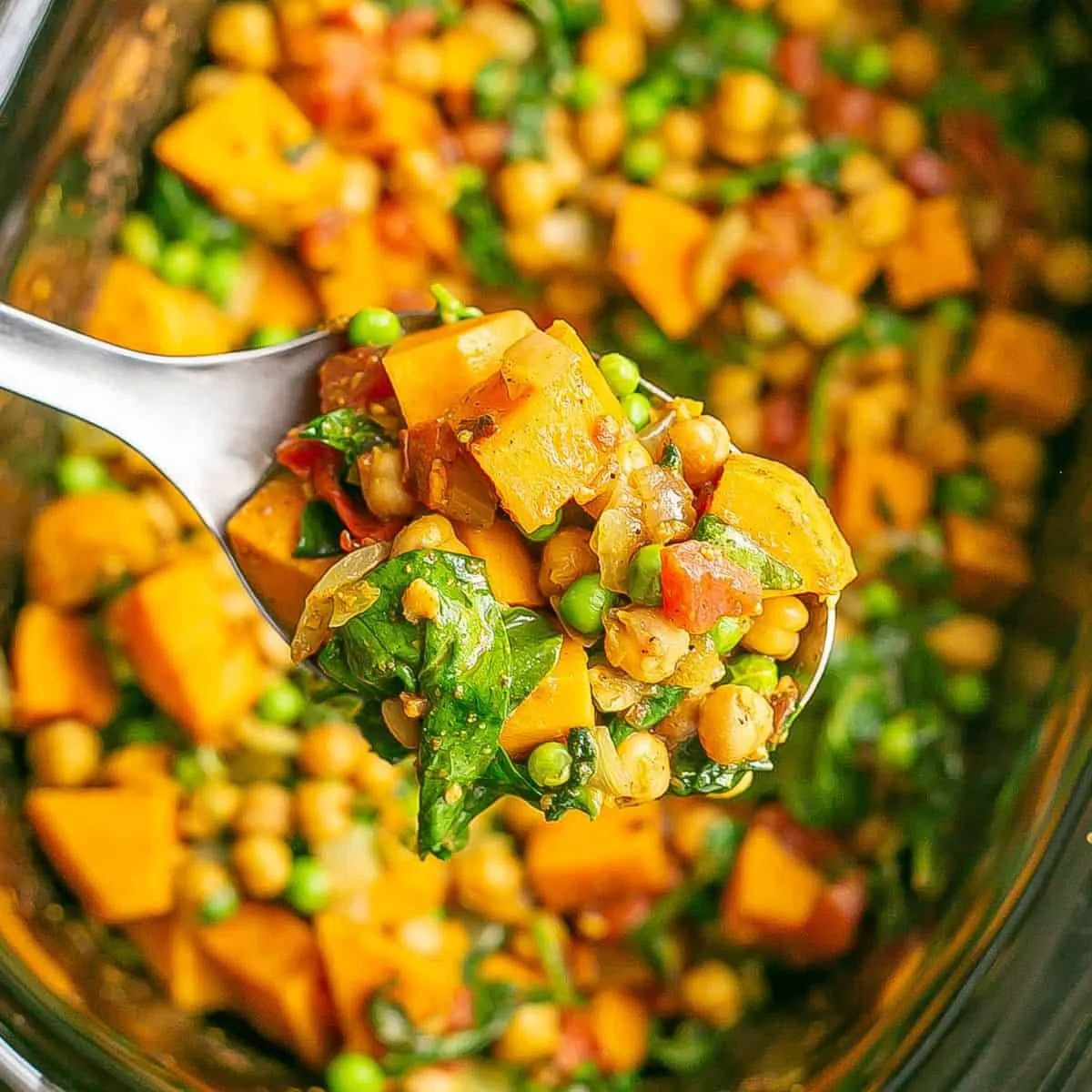 Delicious Crockpot Vegetarian Curry with colorful vegetables and spices