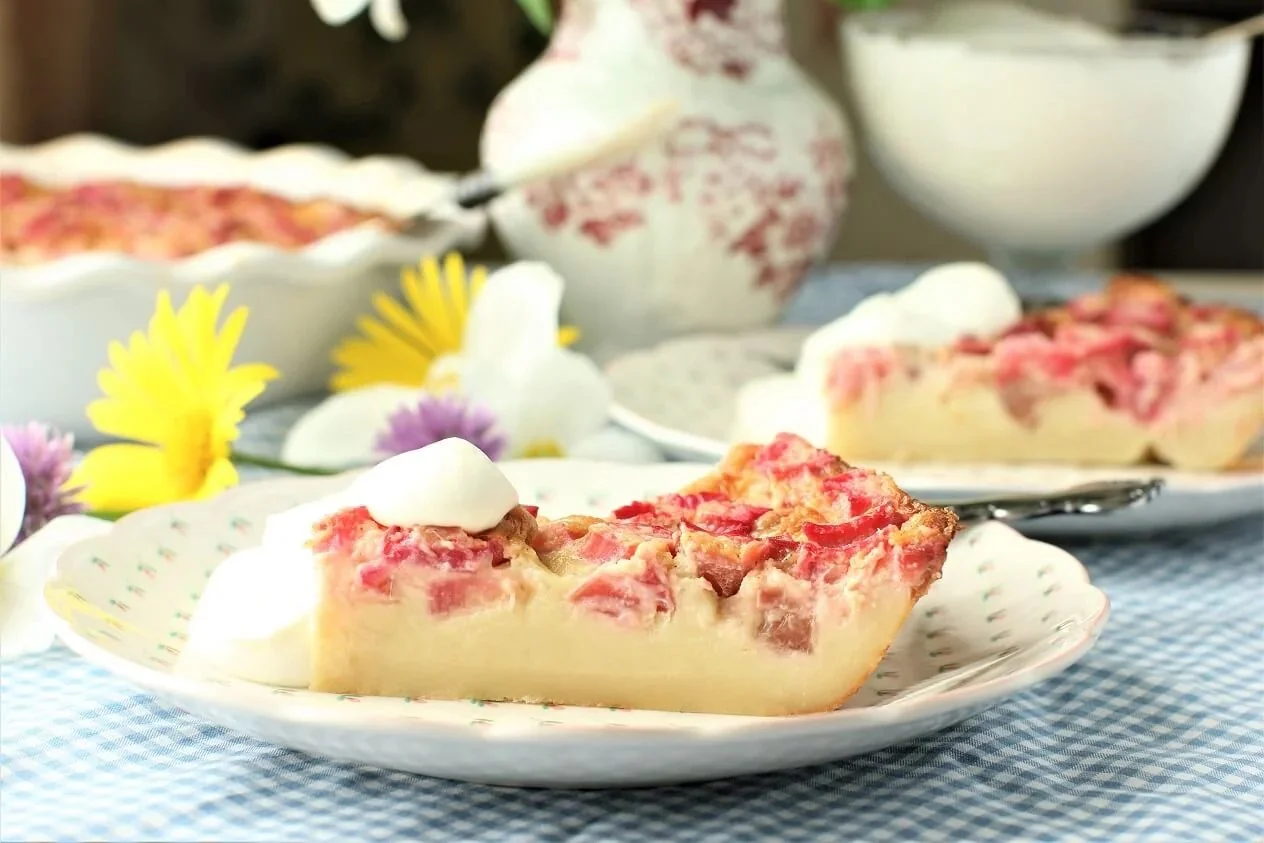 Crust-Free Rhubarb Custard Pie