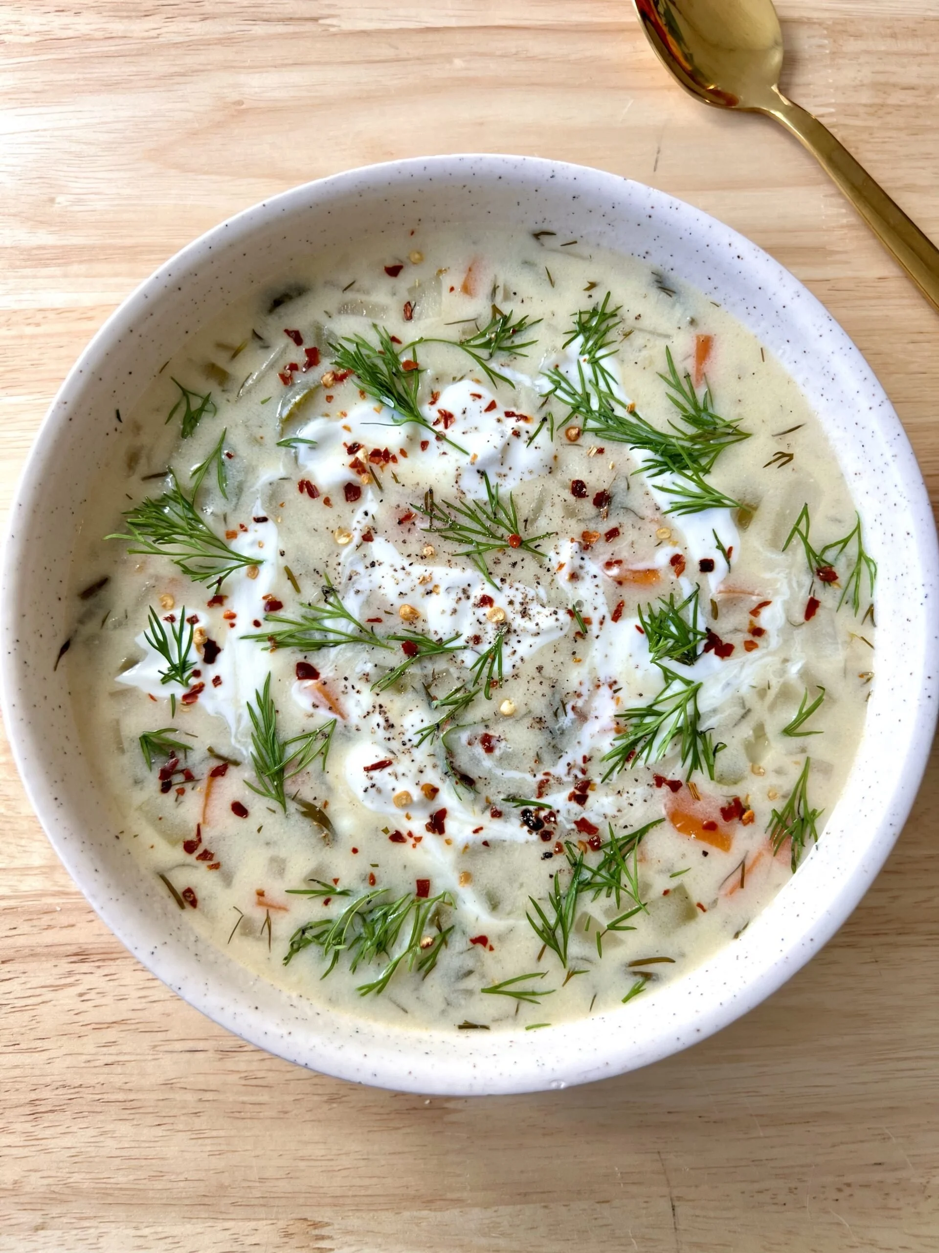 Dill Infused Creamy Pickle Soup