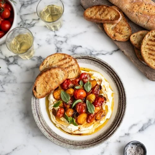 Garlic Roasted Tomatoes with Whipped Feta