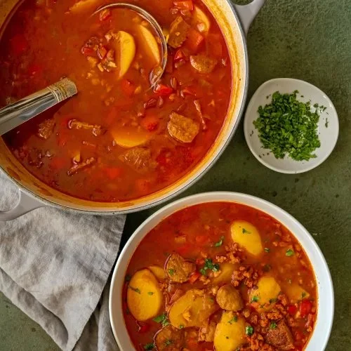 One-Pot Spanish Potato Vegan Chorizo Soup