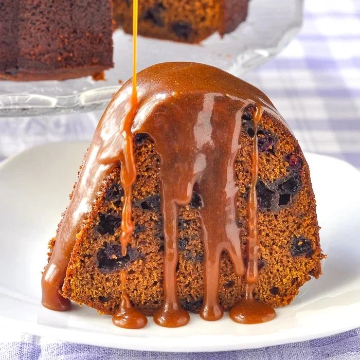 Toffee-Topped Blueberry Gingerbread Cake