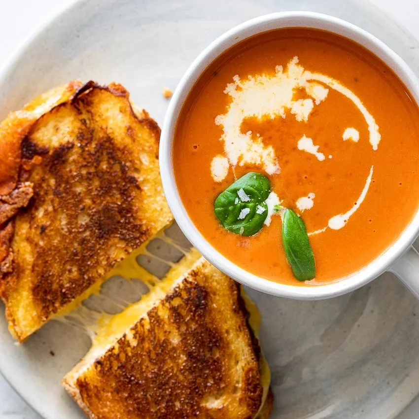 Tomato soup with grilled cheese