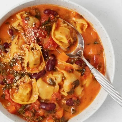 Vegan Tortellini Soup with Cashew Cream